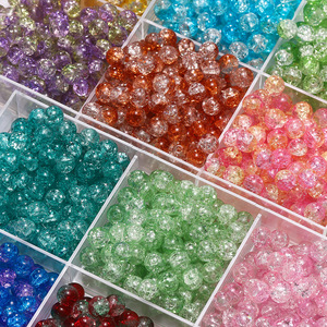 Perles de verre craquelé rondes de 10 mm pour la fabrication de bijoux, matériel de perlage artisanal DIY - Product Image 1