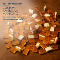 Set Mahjong Amerika Kustom Amber Honeycomb Koleksi Lengkap dengan Ubin, Rak, Penggeser, Alas, dan Kotak untuk Program Hadiah