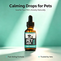 Gouttes d'huile naturelle pour animaux de compagnie avec multivitamines pour chats et chiens – Soutien émotionnel apaisant et relaxant – Complément liquide aux résultats rapides