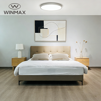 WINMAX Lit Moderne de Luxe Confortable en Cuir Capitonnée, Taille King/Queen, Cadre en Bois de Pin et Fer, Assemblé, pour Villa, Chambre à Coucher, Garantie 1 An