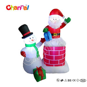 Праздничный дымоход Санта надувной со снеговиком и подарочной коробкой, светодиодный светильник на открытом воздухе, Рождественское украшение для дворового дисплея - Product Image 3