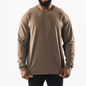 95 Cotton 5 Spandex Knitted Quick Dry Breathable Eco-Friendly Loose Fit Gym <b>Tshirt</b> High Quality <b>Long</b> Sleeve Sports Oversize - Product Image 3