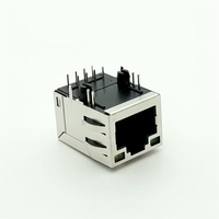 Connecteur RJ45 Soulin 1X1 Port 100 Mbps 8P8C Montage Vertical avec Patte de Verrouillage Boîtier Blindé Plaqué Or Bronze Phosphoré