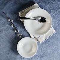 Assiettes à soupe profondes en céramique de porcelaine fine, style japonais, sous glaçure, durables, écologiques, blanc uni, pour la maison