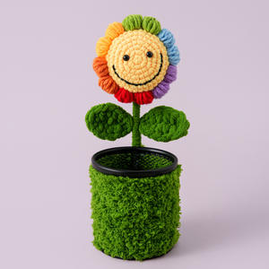 Regalos para el Día del Maestro y Temporada de Graduación, Portalápices de Lana Tejida a <span class=keywords><strong>Crochet</strong></span> con Forma de Hoja, Ecológicos, Hechos a Mano, Serie para el Escritorio del Trabajo - Product Image 6