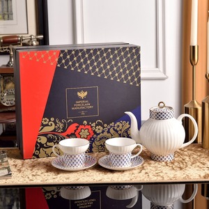 Wholesale Luxury Eco-Friendly Russian Royal Bee Pattern Bone China <b>Tea</b> <b>Set</b> with Gift Box - Product Image 4