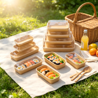 Boîte d'emballage alimentaire jetable écologique en papier série EP avec couvercle transparent pour sushis, vente en gros pour la restauration à emporter