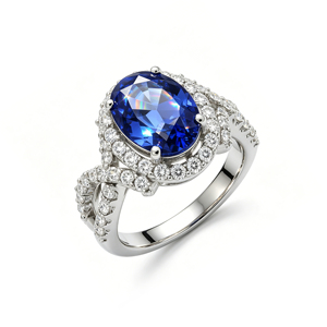 Custom 10K/14K/18K Solid Gold Oval Lab Grown Sapphire CVD Diamond Halo Classic <b>Ring</b> VVS-VS Quality Brilliant Cut Fashion Jewelry - Product Image 1