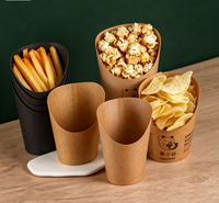Gobelets en papier kraft pour frites, porte-frites, gobelets jetables pour gaufrettes, gobelets en papier pour snacks, vaisselle avec logo personnalisé