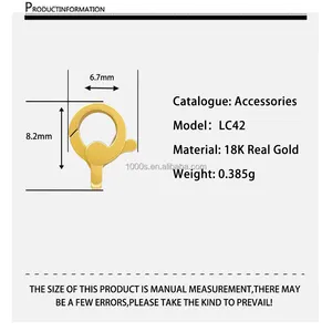 New Trendy Design Fine Jewelry Atacado 18K Solid Gold Charme Amarelo Gold Fechos para Pulseira Colares Acessórios