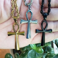 Collar con Colgante de Cruz Ankh Egipcia, Recubrimiento Antidesvanecimiento, Símbolo Antiguo, Cadena Hipoalergénica