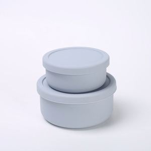 Pure Silicone Minimalist Style Two-<b>piece</b> Stackable Lunch Box <b>Set</b> with Baby Food Bowl and Fresh-Keeping Lid - Product Image 4