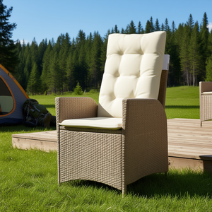 Sedia da Giardino Reclinabile Ikea in Polyrattan Beige con Cuscino, Arredo Esterno Stile Contemporaneo - Product Image 2