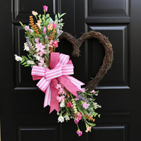 Guirlande en plastique en forme de cœur pour la Saint-Valentin et les mariages, fleurs artificielles de haute qualité faites à la main, décoration d'intérieur, ornement suspendu