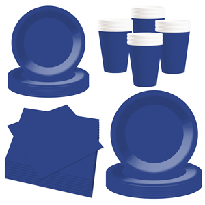 DAMAI Solid Color Party Supplies <b>Black</b> Blue Paper Dinnerware <b>Set</b> Disposable 7 Inch 9 Inch <b>Dinner</b> Plates Paper Cup Cutlery Napkin - Product Image 3
