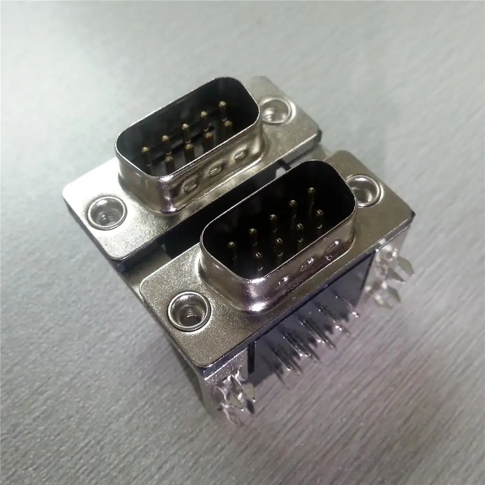 Conector de doble cubierta D Sub 9 Pin COM macho para ordenador