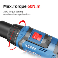 Dongcheng 20V 2.0Ah 2 vitesses 2 Batteries Mini perceuse à percussion batterie perceuse à percussion sans fil pour le forage de mur de briques