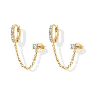 Boucles d'oreilles en or 14 carats avec zircon cubique pour femmes - Product Image 1