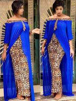 2022 afrique femmes grande taille en mousseline de soie correspondant léopard robe mode épissage plage ample grande robe dame décontracté longue robe