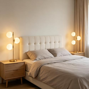 Lampe de table en fer plaqué or de luxe avec globes en verre givré, lumière décorative rétro industrielle pour hôtel, console de chevet - Product Image 3