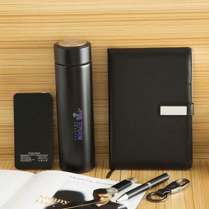 Custom Holiday Corporate Vacuum Flask Notebook Set Metal Pen Usb <b>Card</b> Holder Keychain Promotional Business Gift Set - Product Image 3
