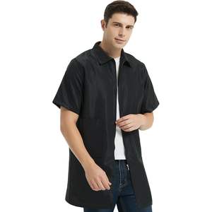 2025 Veste de barbier à manches courtes pour homme Chemise de travail lavable en machine en noir - Product Image 3