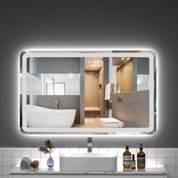 Miroir de salle de bain LED intelligent avec haut-parleur Bluetooth intégré, anti-buée, rétroéclairé, à intensité variable, pour maquillage, salon, hôtel, maison