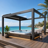 Pergola rétractable avec auvent imperméable, gazebo en aluminium pour l'ombrage extérieur du jardin et de la piscine