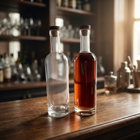 Bouteille en verre transparente moderne en gros, vide, pour spiritueux, 700 ml, 750 ml, pour vin, brandy, vodka et tequila