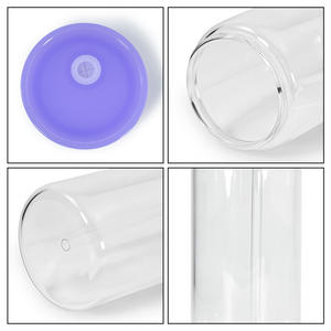 Venta al por Mayor de Fábrica: Paquete de 25 Vasos de Vidrio Transparente para Sublimación de 16 oz con Tapas de PP de Colores y Pajitas de Plástico Transparente - Product Image 2