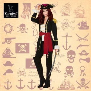 Costume de capitaine pirate femme ODM vente entière pour Halloween et événements de fête à thème ensemble complet pour jeu de rôle - Product Image 1