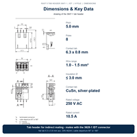 Connecteur de raccordement RAST 5 Tab Header 3647-1 haute température 150°C IDC 23, 4, 5, 6, 7, 8 broches, pas de 5,0 mm, pour appareils électroménagers, 250V 10,5A PA