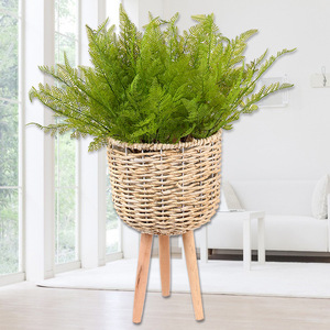 Artisanat rural en paille tressée, tissage de saule bleu, paniers à cadre, plantes en pot pour balcon, corde de maïs, écorce de maïs - Product Image 2