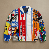 Jaket Patchwork Warna-Warni Sepak Bola Terbuat Dari Syal Sepak Bola Vintage Gaya Unisex Dewasa