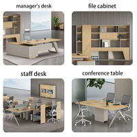 Ensemble de bureau de direction moderne et durable en bois de luxe, design à panneaux, structure métallique, postes de travail ergonomiques modulaires pour usage commercial