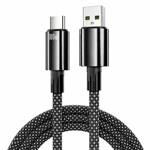 USB-C to USB-C Cable 2 Meters 100W-Fast Charging-Compatible USB-C Smartphones Tablets-Durable Braided Nylon Design-Made in China