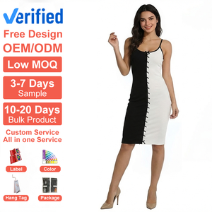 Fabricant de robes pull en maille mi-longues ajustées bicolores pour fêtes et dîners, OEM/ODM - Product Image 1