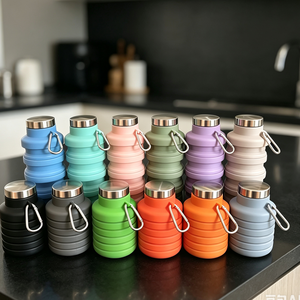 Bouteilles d'Eau Pliables en <span class=keywords><strong>Silicone</strong></span> Réutilisables sans BPA, Anti-Fuite pour <span class=keywords><strong>Voyage</strong></span>, Sport et Gym - Product Image 1