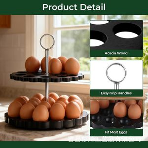 Estante para Huevos de 2 Niveles, Apilable, Negro, para Encimera de Cocina, Conservación de Frescura - Product Image 5