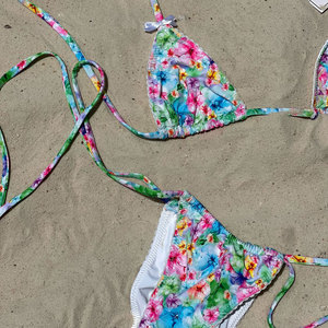 Ensemble bikini 3 pièces sexy 2026 + paréo pour femme, ensemble <span class=keywords><strong>de</strong></span> bikinis bandeau imprimé floral, robe <span class=keywords><strong>de</strong></span> plage à manches longues, maillots <span class=keywords><strong>de</strong></span> <span class=keywords><strong>bain</strong></span> - Product Image 5