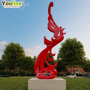 YOUFINE Jardín al aire libre Moderno Espejo grande Abstracto <span class=keywords><strong>Acero</strong></span> inoxidable Fénix Estatua Escultura - Product Image 4