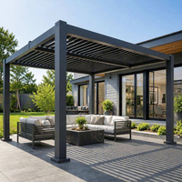 Gazebo de jardin extérieur à toit rigide avec finition en aluminium couleur anthracite et toit pyramidale pour villas et jardins – Design épuré