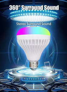 Ampoule LED E27 RGB sans fil avec télécommande, haut-parleur musical intégré, colorée et à intensité variable, pour la décoration de la maison et des fêtes - Product Image 2