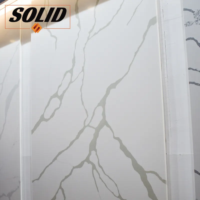 Calacatta Designer White Color Resin Stone Solid Surface 6mm 12mm 30mm Solid Surface Sheet Slab For Vanity Top