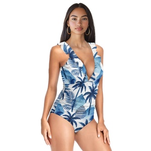 Maillot <span class=keywords><strong>de</strong></span> bain une pièce à imprimé palmier tropical <span class=keywords><strong>pour</strong></span> <span class=keywords><strong>femme</strong></span>, col en V profond, vêtements <span class=keywords><strong>de</strong></span> plage à volants, maillot <span class=keywords><strong>de</strong></span> bain d'été <span class=keywords><strong>pour</strong></span> la <span class=keywords><strong>piscine</strong></span> et les vacances - Product Image 4
