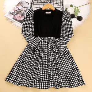 Fashion Teen Girls Plaid Long Sleeve Spring Fall Girl Clothes A Line Dresses Daily Wear Children Girls Clothes Wholesale