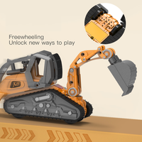 Ensemble de jouets de construction détachable en métal moulé sous pression : Excavatrice, Bulldozer, Rouleau compresseur, Modèles de véhicules d'ingénierie pour enfants avec panneaux routiers