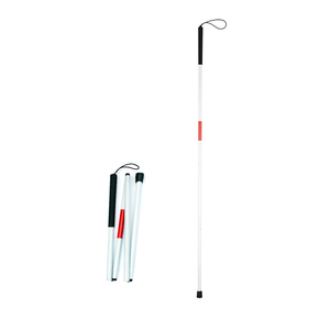 <span class=keywords><strong>Canne</strong></span> <span class=keywords><strong>blanche</strong></span> pour aveugles, <span class=keywords><strong>canne</strong></span> de mobilité pliable en alliage d'aluminium de 125 cm avec bandes réfléchissantes et poignée antidérapante pour malvoyants - Product Image 1