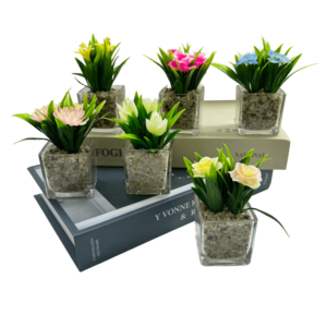 Mini trong nhà/ngoài trời nhân tạo <span class=keywords><strong>Bonsai</strong></span> Chuối nhỏ nồi nhựa trang trí tùy chọn giáng sinh hoa thủy tinh ô liu bán buôn - Product Image 4