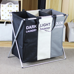 Oxford vải giặt túi lưu trữ x Hình ống nhôm Khung giỏ giặt đơn giản xách tay có thể gập lại giỏ lưu trữ quần áo - Product Image 3